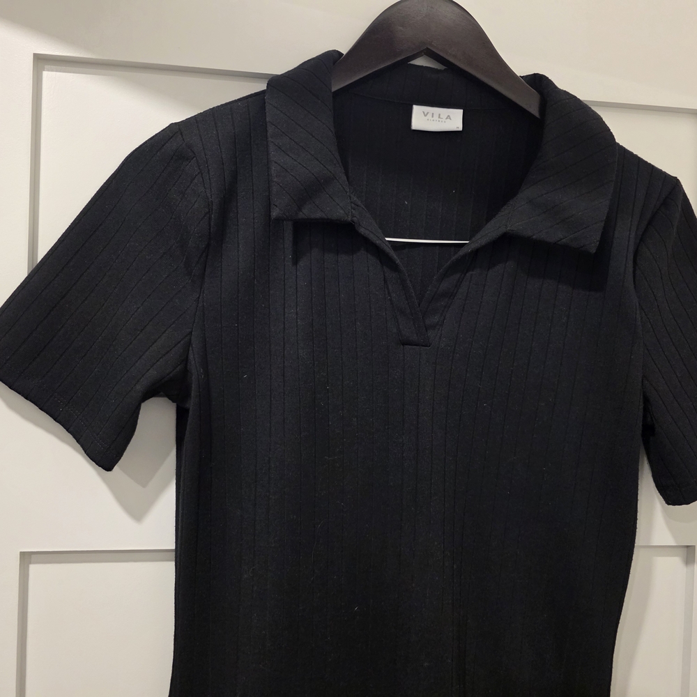 VILA Black Ribbed Mini Dress - Picture 2 of 4